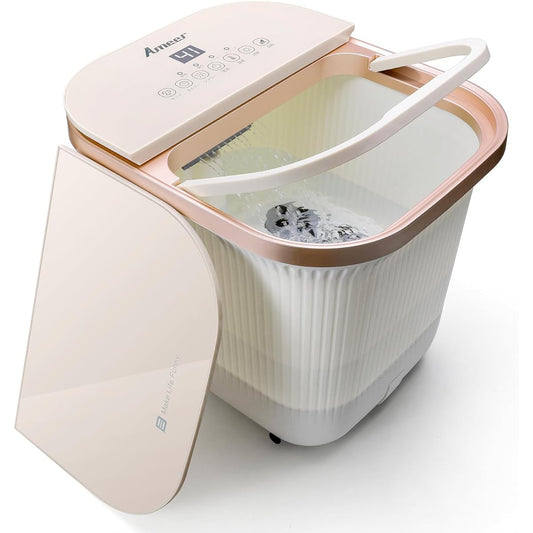 Ameer Foot Bath, Footbath, Temperature Adjustment and Heat Retention Function, Timer Function, Sterilization Function, Foot Shower Function, 24 Electric Massage Balls, 4 Modes, Hidden Power Storage, Hidden Drain Port, Handle Included, Lid Included, Japan