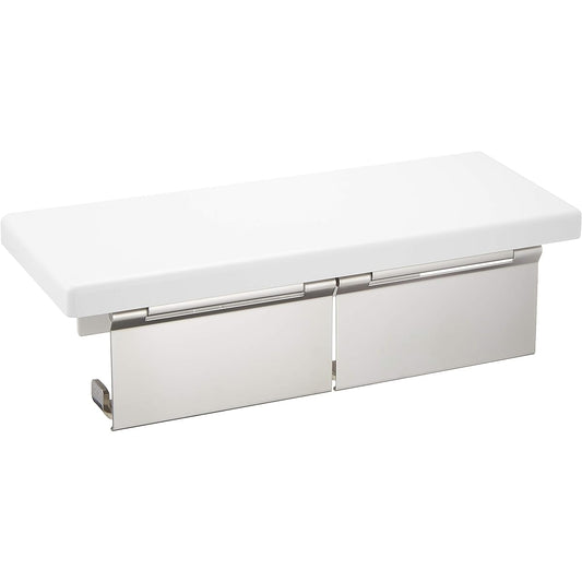 TOTO Double Paper Roller with Shelf (Wood) Stainless Steel (Matte) White YH403FW#NW1