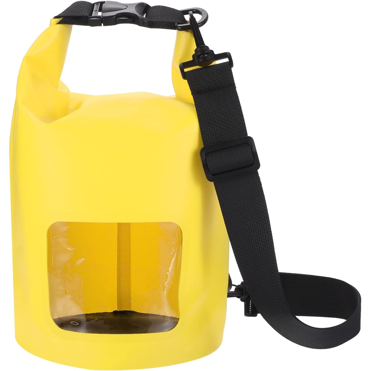PATIKIL Floating Waterproof Dry Bag 5L Outdoor Float Dry Bag Roll Backpack with Clear Window for Boating Kayaking Hiking Camping Yellow