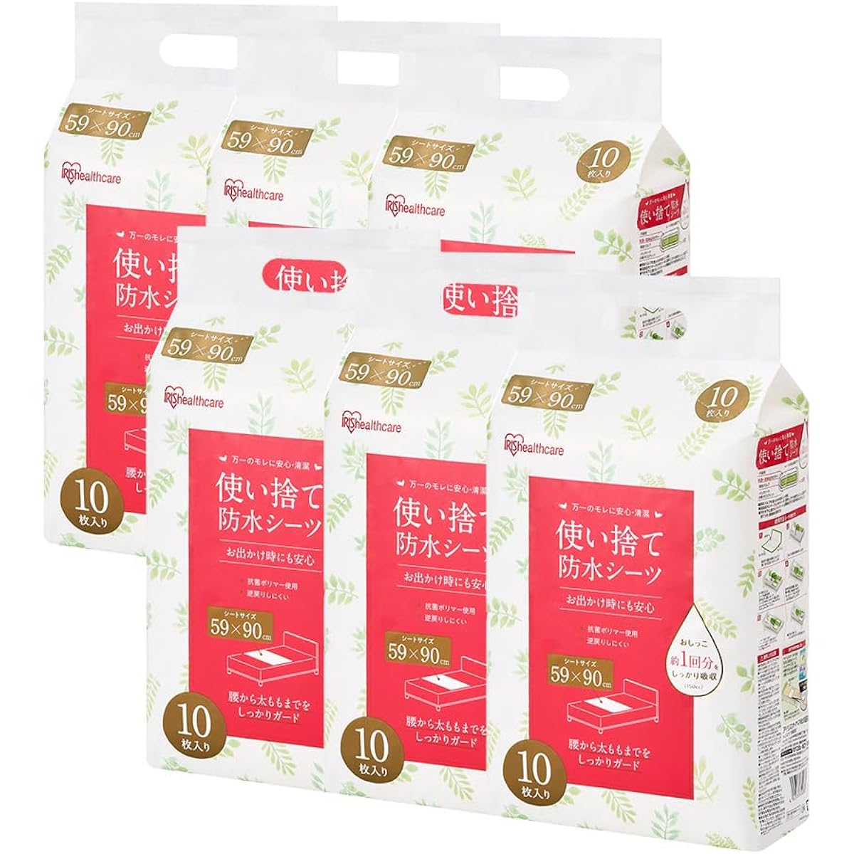 [Case] Iris Ohyama Waterproof Sheets 10 pieces x 6 pieces Disposable 59cm x 90cm FYL-10