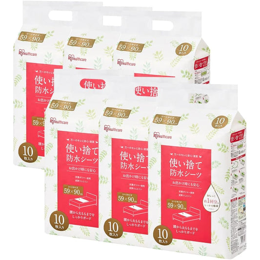 [Case] Iris Ohyama Waterproof Sheets 10 pieces x 6 pieces Disposable 59cm x 90cm FYL-10