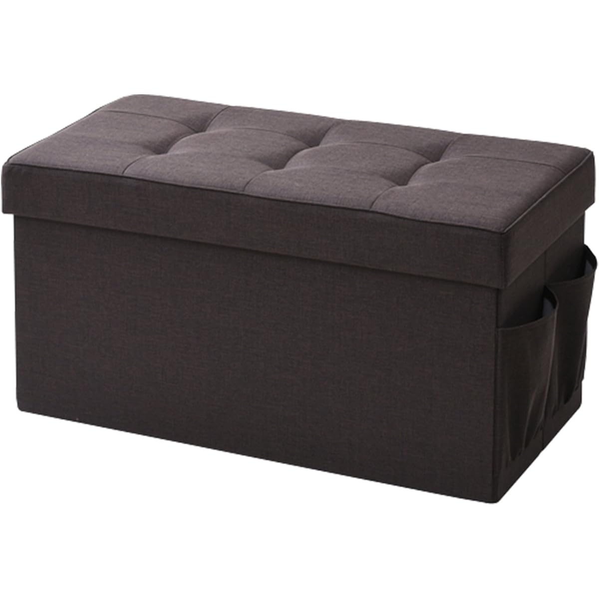 YAMAZEN Brown 76 x 38cm Storage Stool Wide with Storage Pocket GLS-76(BR)