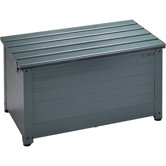 GREEN LIFE Green Life Bench Stocker Storage Bench (Width 84 x Depth 46 x Height 48.5 cm, Seat Load Capacity 100 kg) Storage Storage Warehouse Edge Stand Outdoor Balcony Storage Rust-resistant Aluminum Storage for Long Items Matte green ABS-84N(MGR)