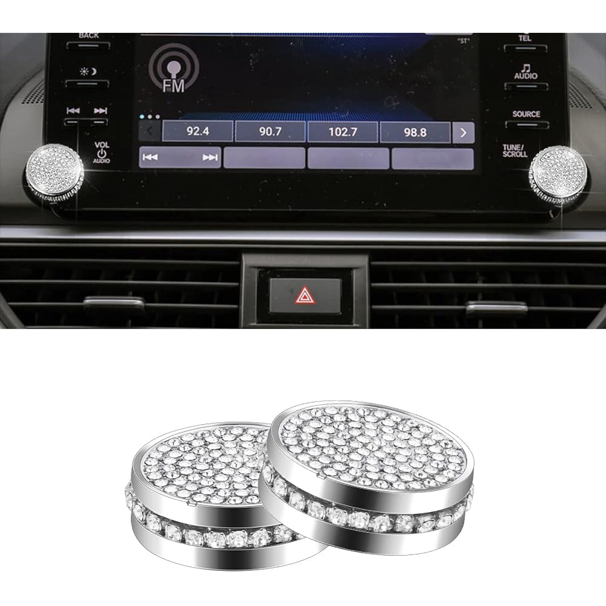 PIFOOG Glitter Car Accord Honda Accord Glitter Volume Nob-Sticker Switch Button Cover AX-L Touring Sedan 2018 2019 2020 Interior Decoration Trim