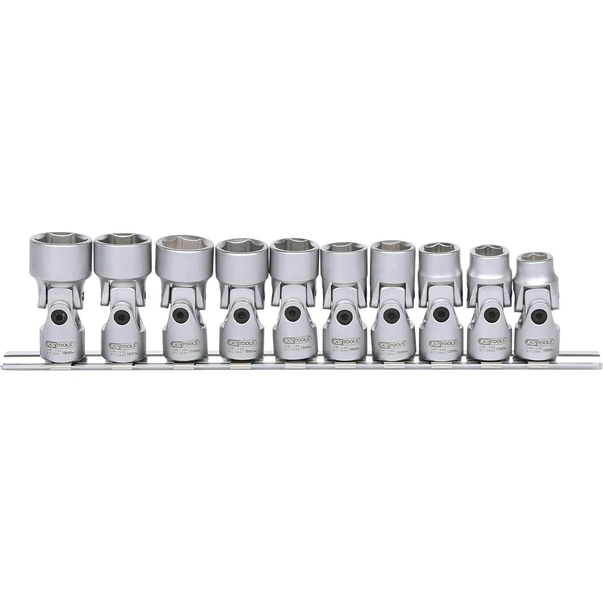 KS TOOLS 3/8" CLASSIC Hexagonal socket set with flexible joint 10 pcs10-19mm 917.3940