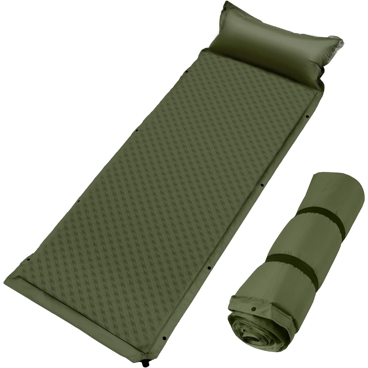 KOMCLUB Air Bed, Inflator Mat, Automatic Inflation, Includes Pillow, Camping, Mat, Thick, 2.0 inches (5 cm), Infinite Connection, Load Capacity: 370.6 lbs (170 kg), Poly Pongee Composite Fabric,