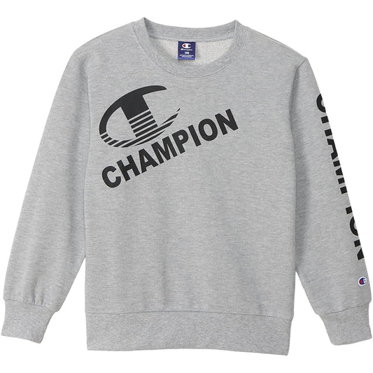 [Champion] CK-YS003 Sweatshirt for Kids, Long Sleeve, Round Neck, Graphic Logo Print, Crew Neck Shirt, School Boys