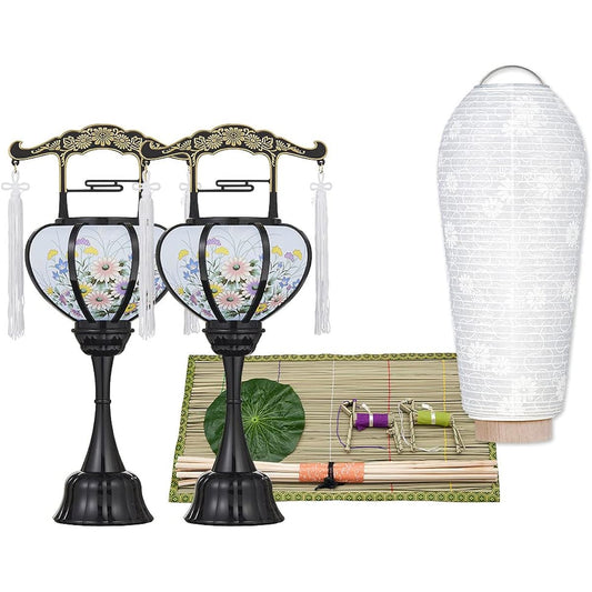 Buddhist altar shop Takita Shoten [Bon lanterns/Bon supplies] Compact First Bon set/New Bon set 3-piece set 2-B ◆A set for Bon lanterns, Bon lanterns, modern Bon lanterns, Obon decoration supplies, and for those who are looking for the First Bon (New Bon