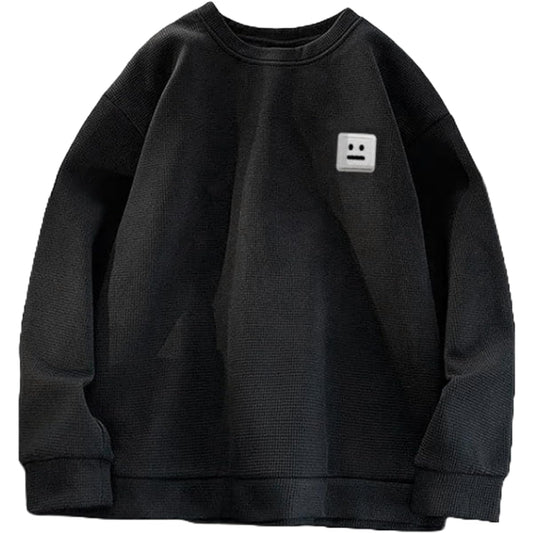 [J.STORE] One Point Logo Pullover Long Sleeve Sweatshirt Spring Summer Autumn Loose T-shirt Cut and Sewn Men's