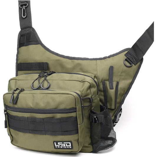 Love Soul Dream LSD Designs One Shot Side Jr. Neo Fishing Bag Shoulder Langan Rod Holder Medium Size Okappari Water Repellent Fabric