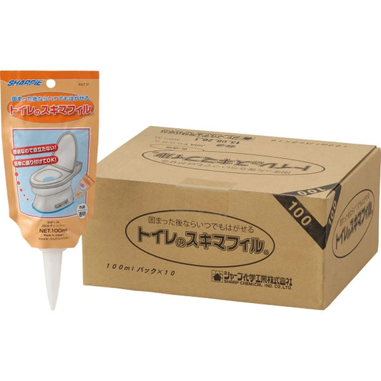 [Sold in a box] Sharp Kagaku SHARPIE Toilet Skimmer Fill MSP1-35 100ml Clear 10 pieces Stick and peel Fill in the gap between the toilet bowl and floor Silicone stain prevention coating material Water resistant