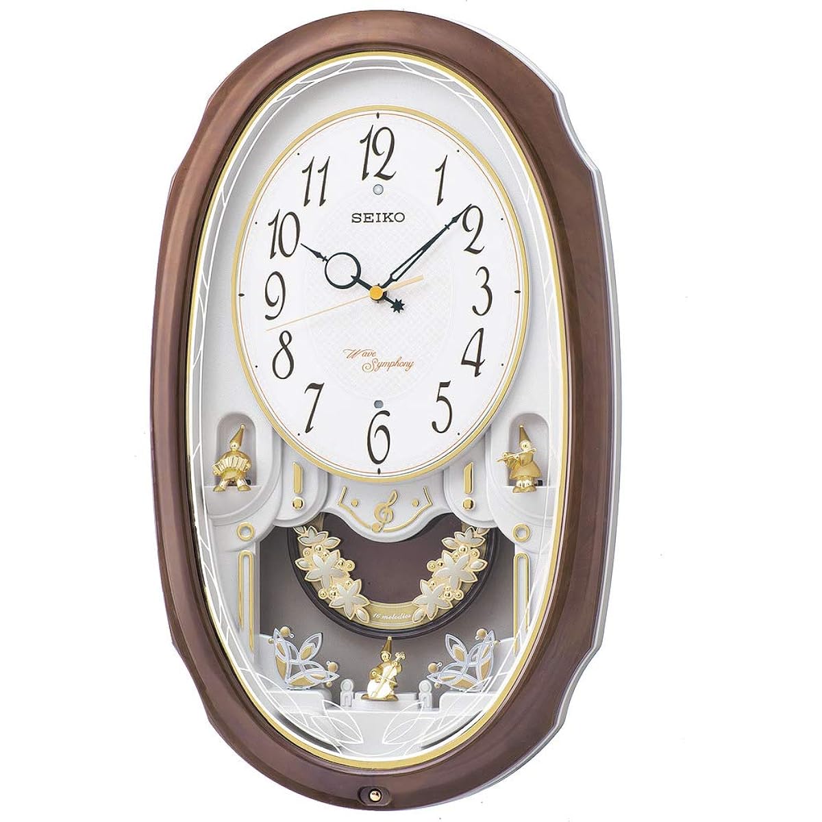 Seiko Clock Wall Clock Radio Analog 16 Songs Melody Decorative Pendulum Brown Marble Pattern AM260A