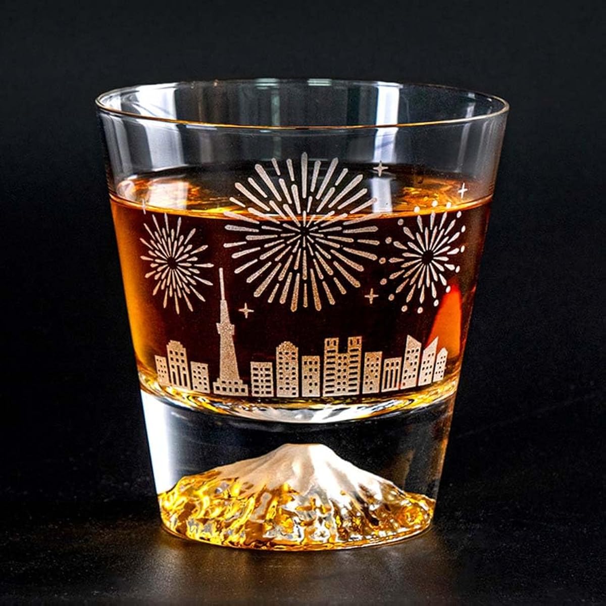 Tajima Glass Mt. Fuji Glass [Four Season Fireworks - Summer] Rocks Glass Souvenir Grand Prix Edo Glass Kiriko Whiskey Glass Rocks Glass Beer Sake Foreign Souvenir Celebration Gift Present MADE IN JAPAN Genuine TG23-015FWCY
