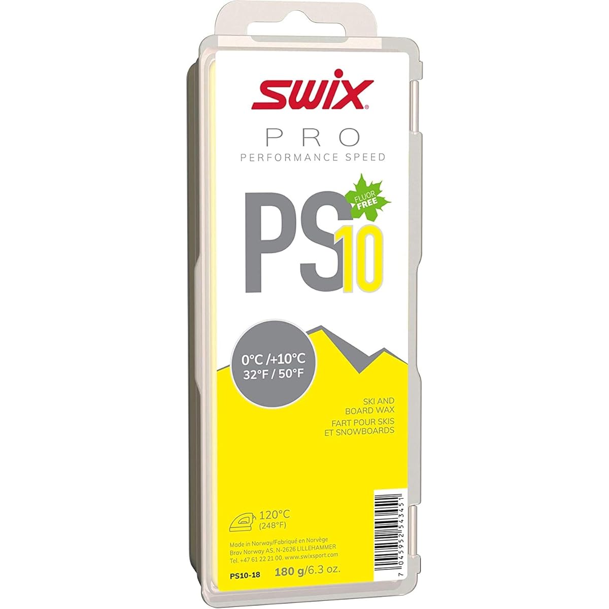 SWIX Ski Snowboard Hot Wax Solid Wax Pro Performance Speed PS Yellow (Snow Temperature 0℃~+10℃) 180g PS1018