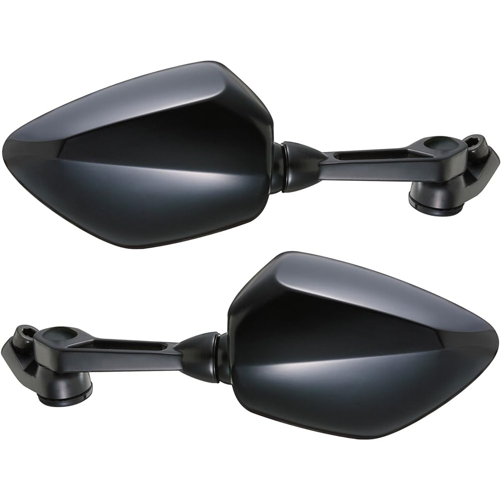 TANAX Motorcycle Mirror Napoleon Shark Mirror Aluminum Mirror Set of 2 Left and Right (With Forward and Reverse Threaded Bolts) 10mm Black AOS-104-BB