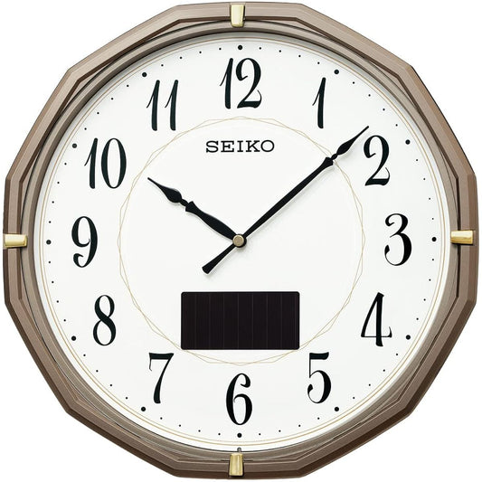 Seiko Clock Wall Clock Radio Analog Solar Hybrid Solar Light Gray Metallic 305 x 305 x 47mm SF244N