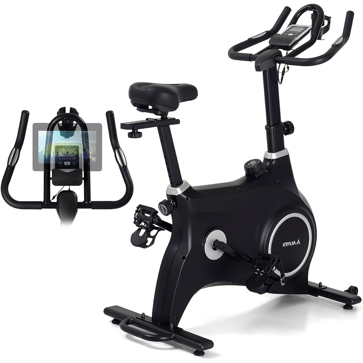ALINCO Spin Bike, Fitness Bike, Magnetic Loading Method, Quiet, Measuring Function, Easy to Assemble, Easy to Move, Includes Tablet Tray