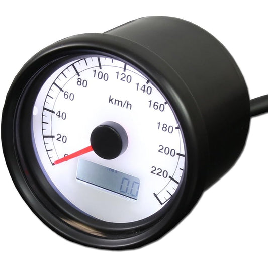 Rise Corporation LED Speedometer Black Body/White Panel Electric 240km/h 60mm Bike Motorcycle