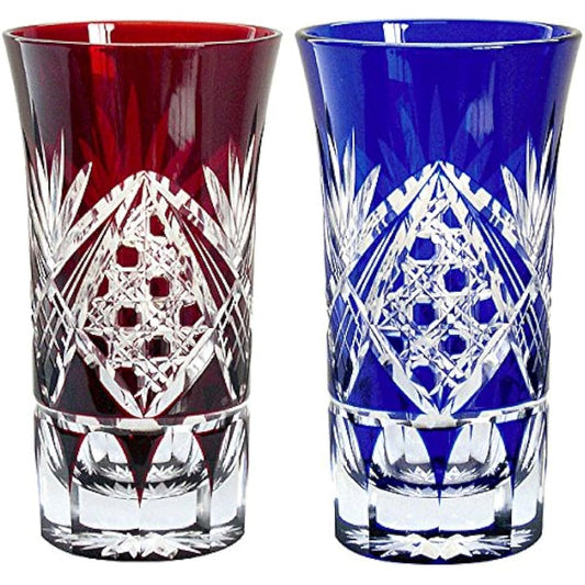 Tajima Glass Octagonal Kagome/Kikusoko Sip Beer Pair