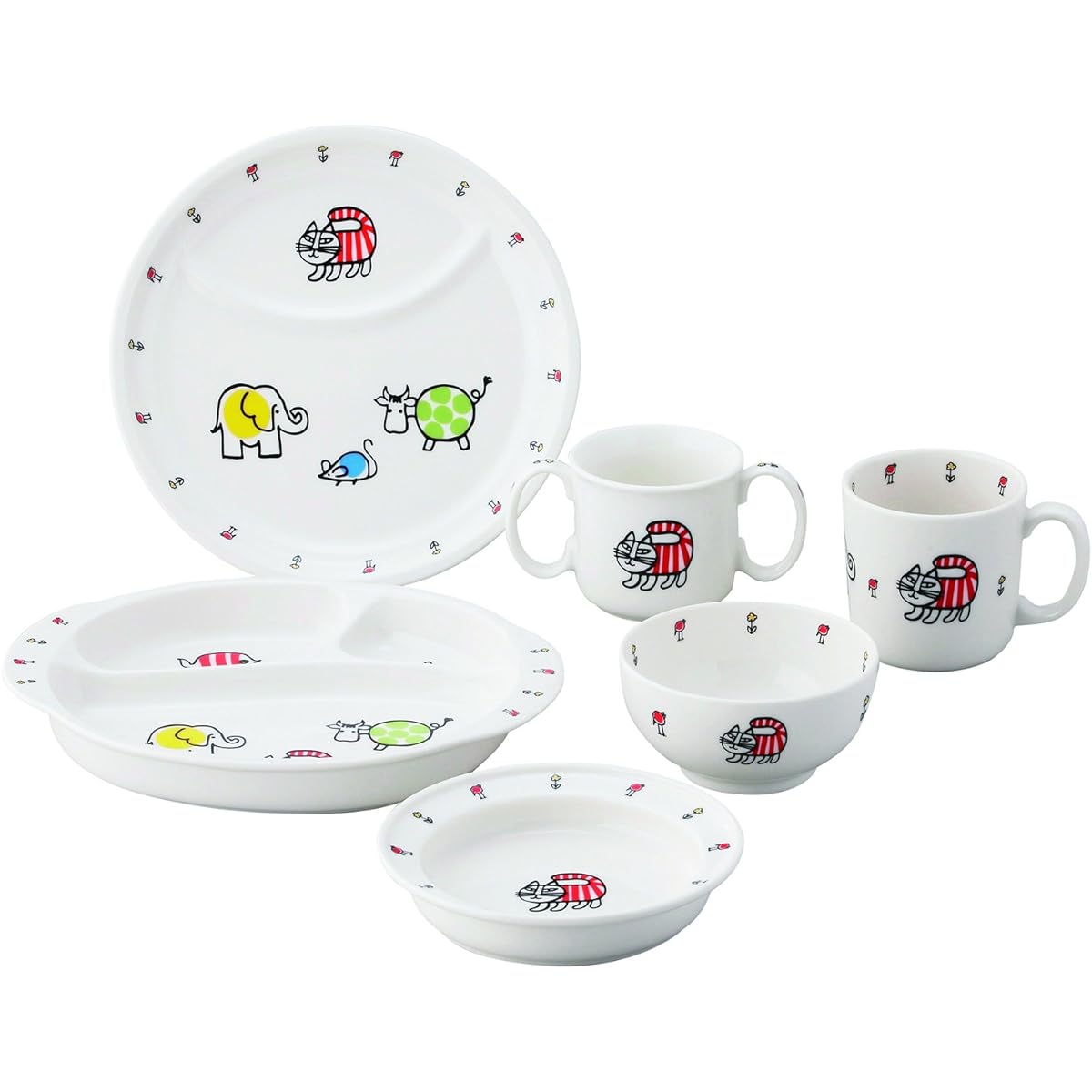 Lisa Larson (Lisa Larson) Children's tableware 6-piece set (kids partition plate, two-handed mug, lunch plate, bowl, mug, plate plate) Baby Mikey pattern (includes presentation box) Children's tableware LL50-115