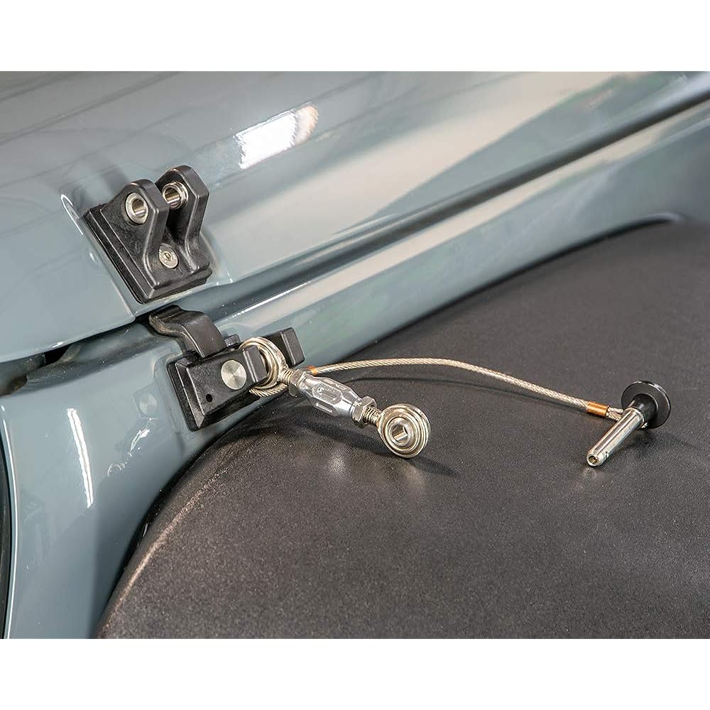 DV8 off-road | D-JP-190001-K | Bonnet Hold Down 07-18 For WRANGLER JK | Quick Release | No Lock | Adjustable Tension Turn Buckle | Stainless Steel and Billet Aluminum Structure
