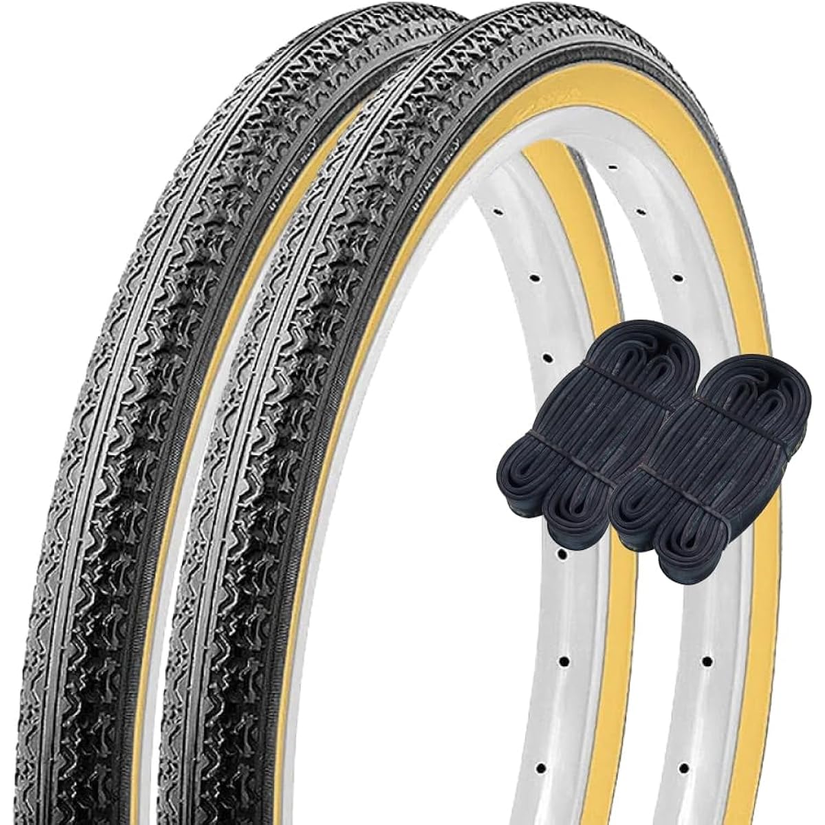 Shinko 20 inch bicycle tire tube set of 2 each, pair roll standard tire 20 x 1.75 black/beige H/E SR133 60256