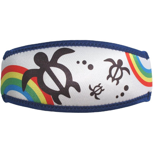SeaCanary Snorkeling Diving Mask Strap Cover Rainbow Honu White