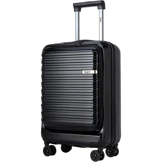 [Bargiotti] Front Open Suitcase Extension, Carry-on, Large Capacity, Lightweight, Hinomoto Casters, YKK Zipper (Small, Black)