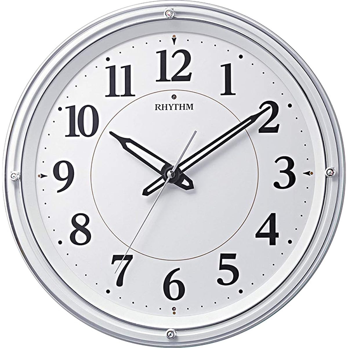 RHYTHM Wall Clock White φ33.2x5.4cm Radio Wave Analog Continuous Second Hand Dark Light Automatic Lighting Dimming Color 8MY533SR03