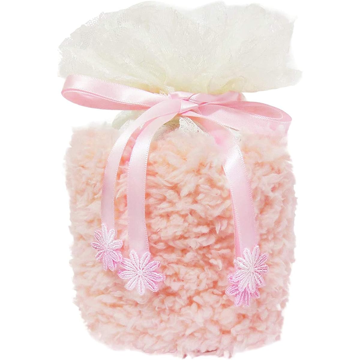 Pet Urn Cover, Bone Bag, Fluffy, 4 Size, Boa Lace Material, Cover Bag, Single Item, Drawstring, Urn, Ashes, Bone Cover (Pink)