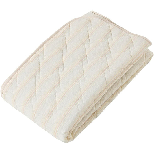 nishikawa [Nishikawa] Bed Pad Double 100% Cotton Smooth and Refreshing Shijira Light Stripe Beige PIQ0605413BE