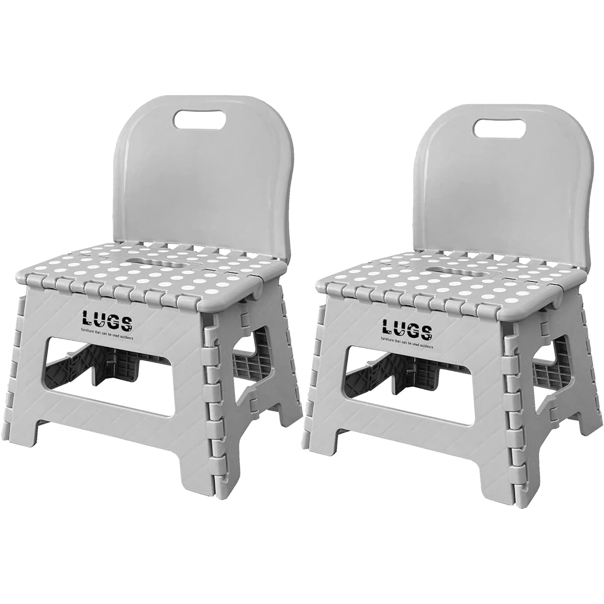 ILC [Set of 2] LUGS Compact Chair with Backrest for Outdoor/Picnic/Cherry Blossom Viewing/BBQ/Children Gray W32 x D25 x H42.5cm (when used) W32 x D6.5 x H42.5cm (when folded)