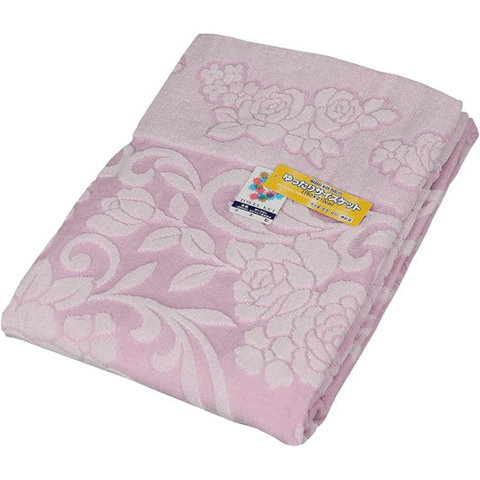 Imabari Towel Blanket Made in Japan [150 x 210cm Single Loose Long Size] Berry Imabari Weave Jacquard Thick [Water Absorbent, Moisture Absorbent, Quick Drying Cool [Old Fashioned Towel Blanket] / Imabari Towel Brand (Pale Pink)