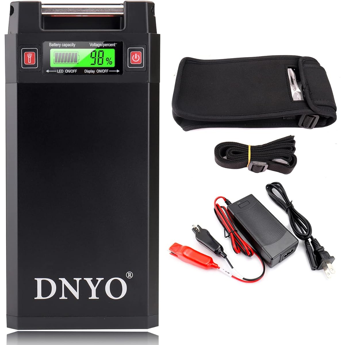 Compatible super lithium battery 20000 mAh for Daiwa Shimano electric reel with charger and LED/SOS light