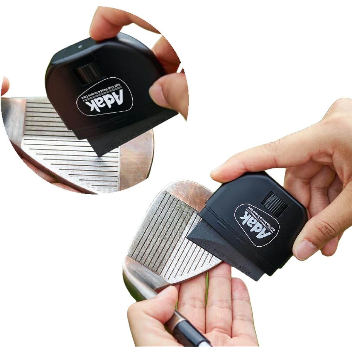 ADAK 2-in-1 Golf Club Cleaner | Club Head & Groove Cleaning | Improve Backspin & Shot Accuracy | Golf Accessories | Dry Cleaning Tool with Diamonds | Perfect Golf Gift for Groups and Individuals