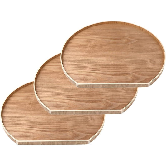 J-kitchens Wooden Tray Half Moon Zen Natural 3 Piece Set 36 x 33 x 1.5cm