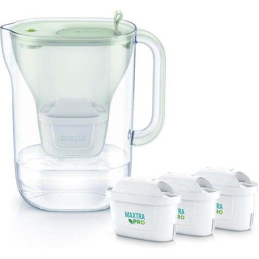 Brita Pot Type Water Purifier Style Eco Powder Green Filtered Water Capacity: 1.26L (Total Capacity: 2.4L) Maxtra Pro Cartridge Pure Performance with 3 Pieces [Genuine Japanese Product]