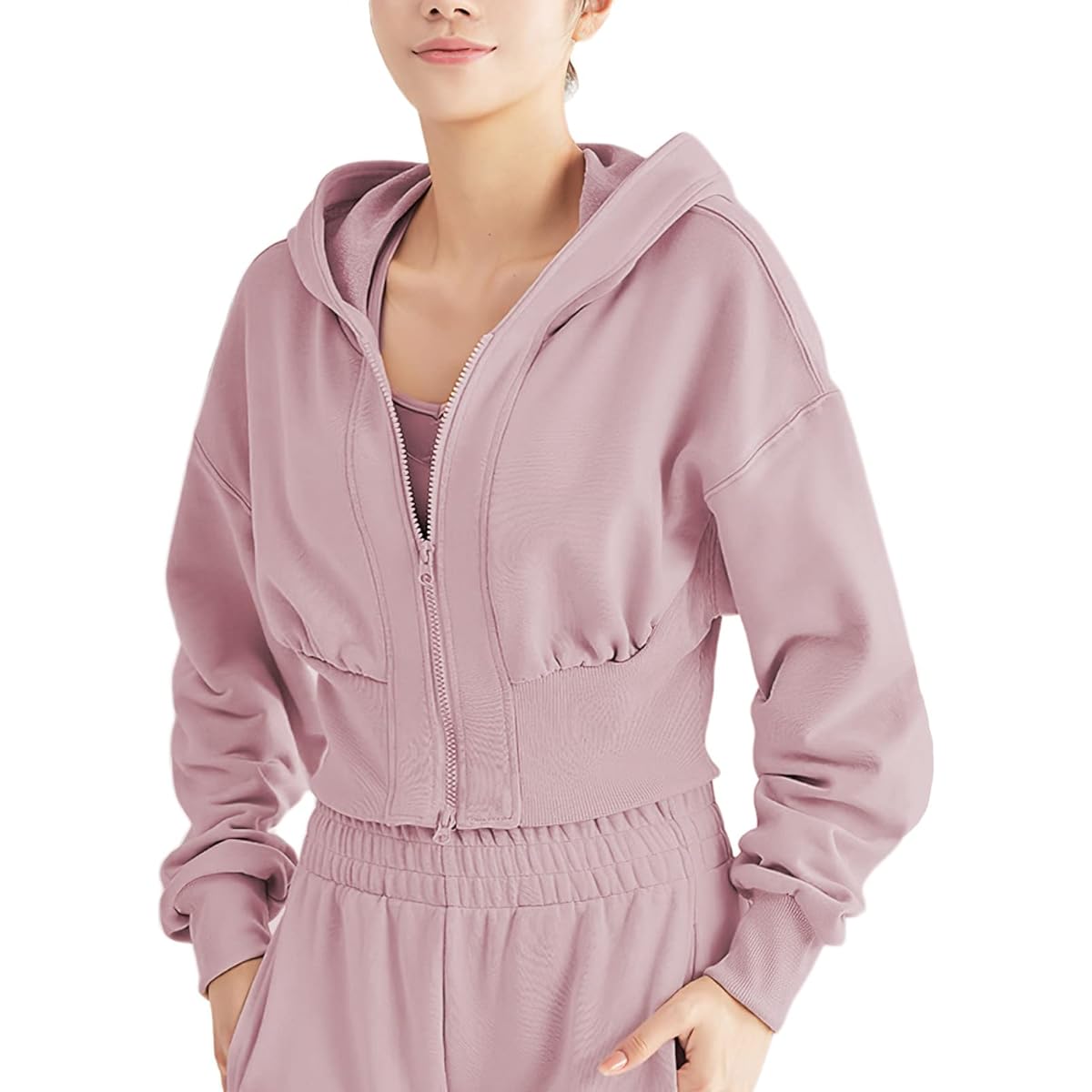 [VEROMAN] Parka Short Length Women's Sportswear Long Sleeve Tops with Zipper Yoga ppi-lse19
