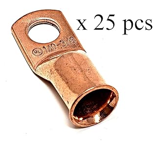 WNI UL 1/0 gauge × 3/8 Pure bronze battery welding cable ragconector ring 25 pieces