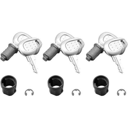 GIVI Key Cylinder with Spare Key, Standard Same Number Key (Outside Groove/Silver), One Key to Manage Three at Once Z228A, Set of 3 77358