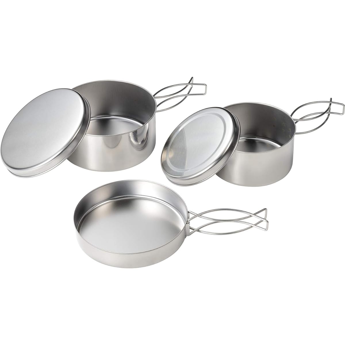 Wahei Freze Japanese Cooker Set 5 Pieces A Stainless Steel Camping Cooking Rice Cooking Stackable Compact Storage MH-1542