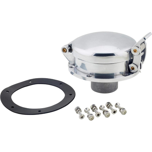 SPEEDWAY MOTORS Large cobblultile fuel fuel fuel neck gas cap completely polished aluminum ventilation holes Balance of pressure 4-5/8 inch mounting base 5-1/8 inches