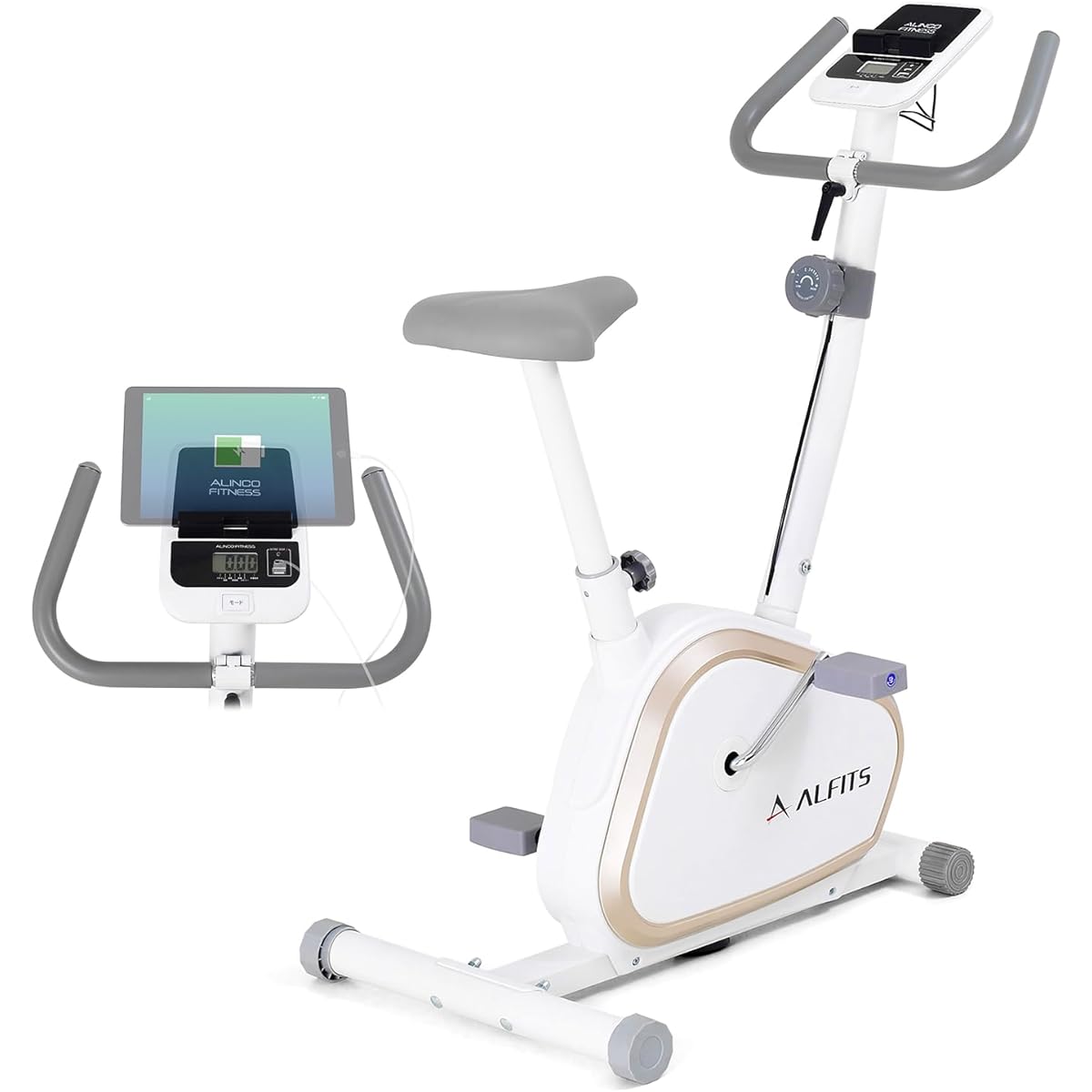 ALINCO Fitness Bike, Magnetic Load Method, Quiet, Home Use, Easy to Assemble, Tablet Tray, Table, App, Home Power Generation, Diet
