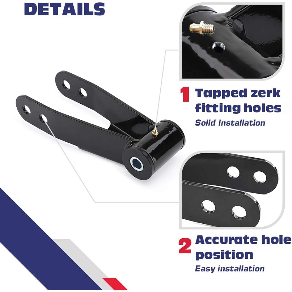 KSP Rear Ring Shackle Kit 1 inch-2 inch Adjustable Solid Steel Drop Kit Silverad 1500 1999-2019 2WD 4WD 4X4 6-Lug