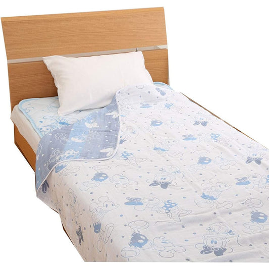 Disney 6-layer Gauze Blanket Showa Nishikawa Disney 100% Cotton Mickey & Minnie (Blue, Single 140 x 190cm) 2230352350302…