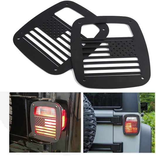 PARTOL Black Exterior Rear Tail Light Guard Cover Shade Hollow Out Jeep Langler 1987-2006 TJ YJ QP0B00L50U8