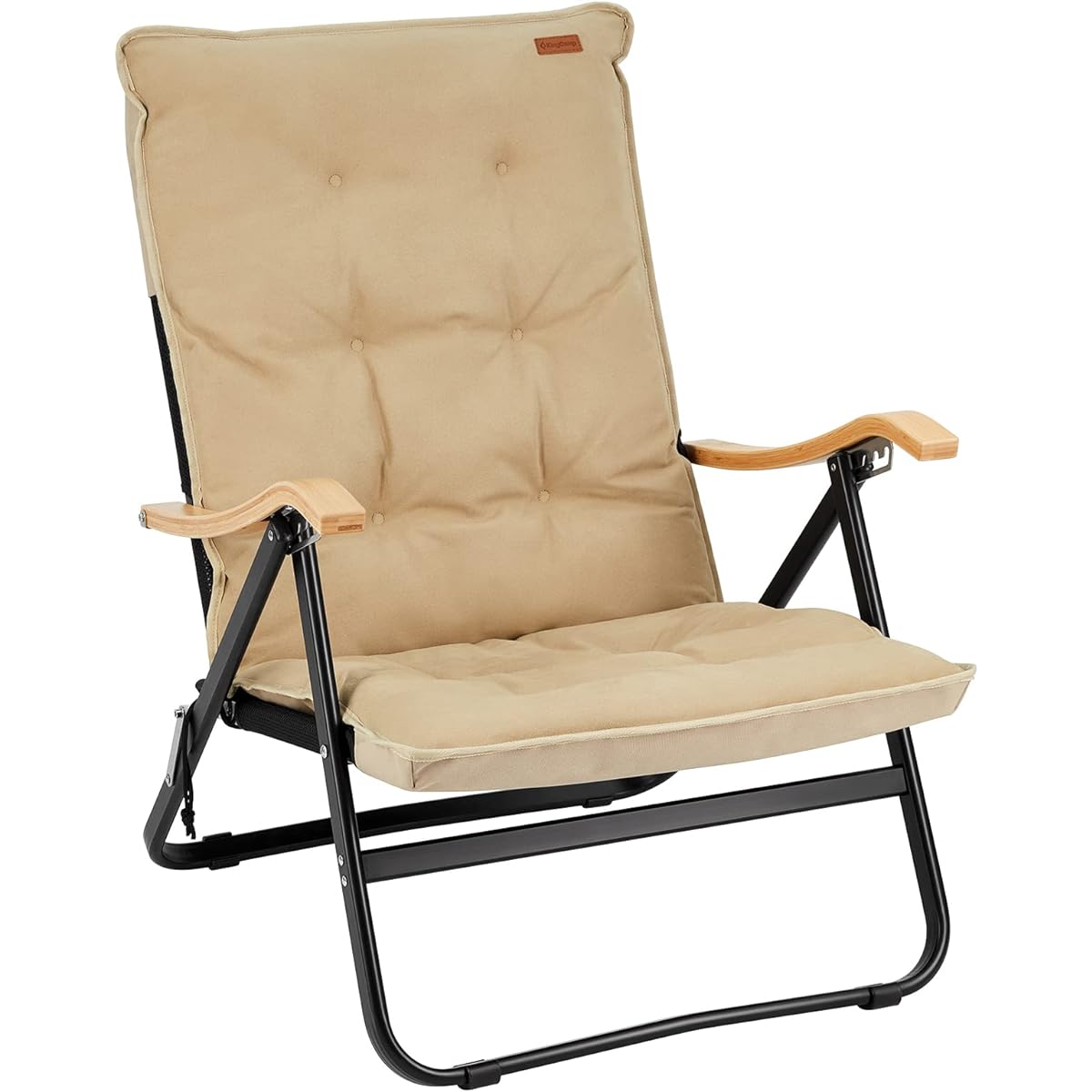 KingCamp Recliner Chair, 4 Adjustable Levels, Outdoor Chair, Foldable Camping Chair with Pillow, Load Capacity 150kg, Leisure Bed, Relaxing Chair, Lunch Break, Beach, Garden, Winter and Summer Use