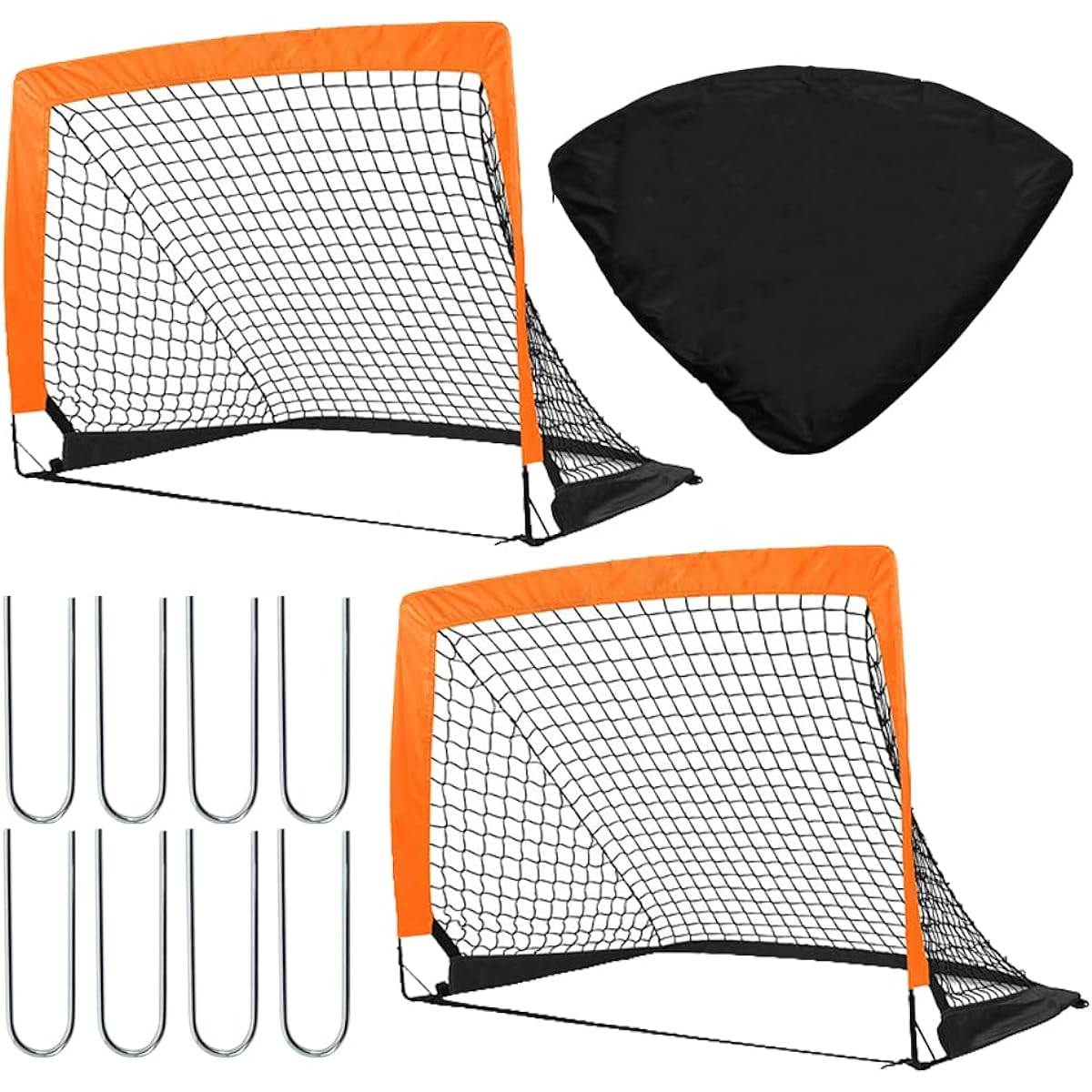 Mymyshous Futsal Goal, Mini Soccer Goal, Lightweight Coat, 2 Pieces, Sturdy, Break-resistant, Compact, Portable, Lawn, Beach, Storage Bag