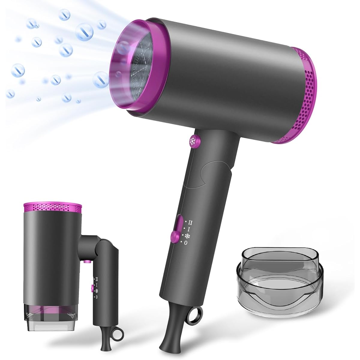 Hair dryer, large air volume, quick drying, 1300W [moisturizing x gentle and quick drying] Ranking: Tens of millions of highly concentrated negative ions, hair care, glossy hair, 3-stage mode, foldable, with air collection nozzle, for home use/hair salon