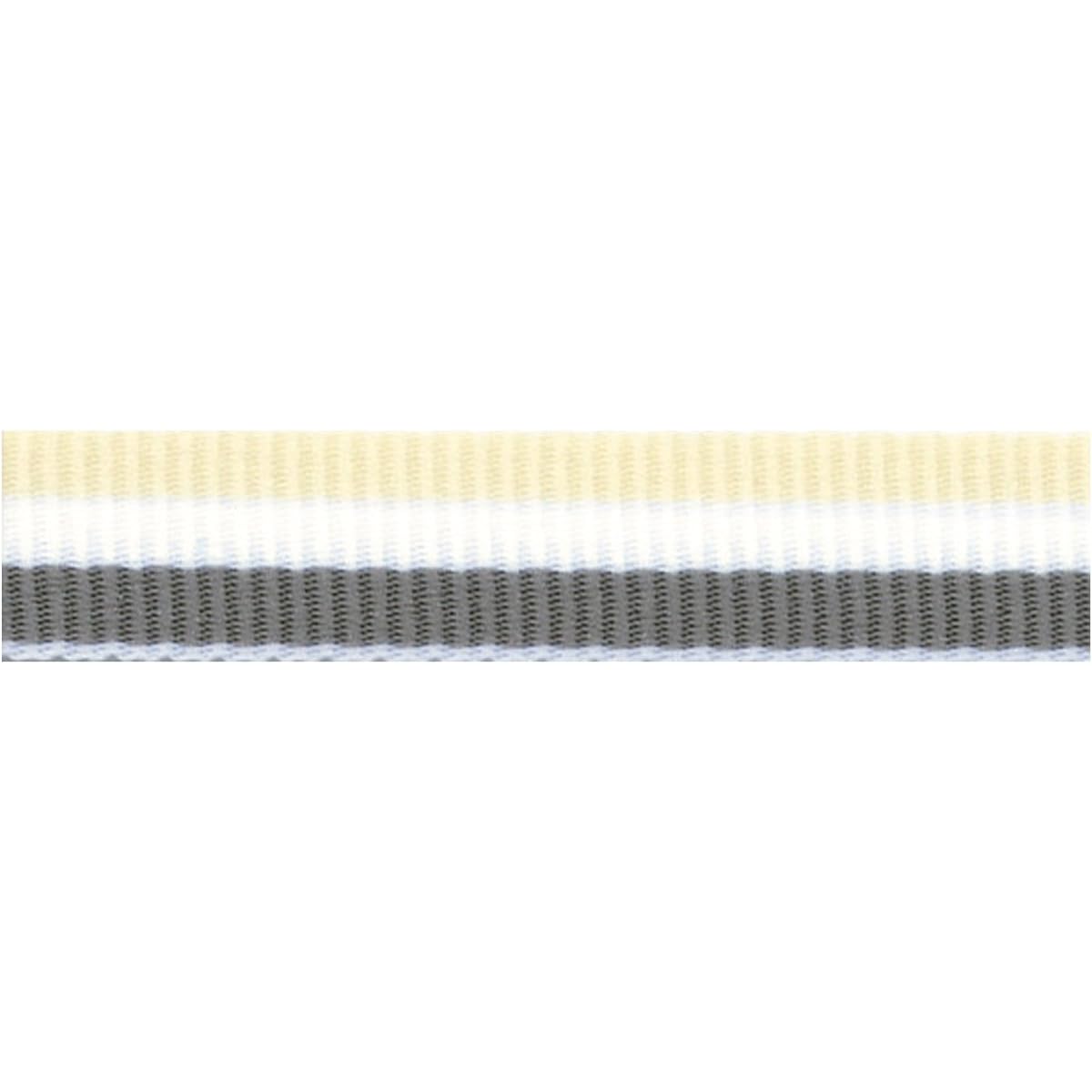 S.I.C. SIC-1000 Striped Grosgrain Ribbon 24mm C/#25 Cream x White x Gray 1 roll (30m)